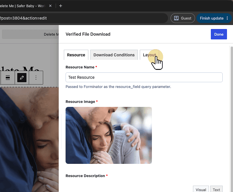 Click Layout Tab