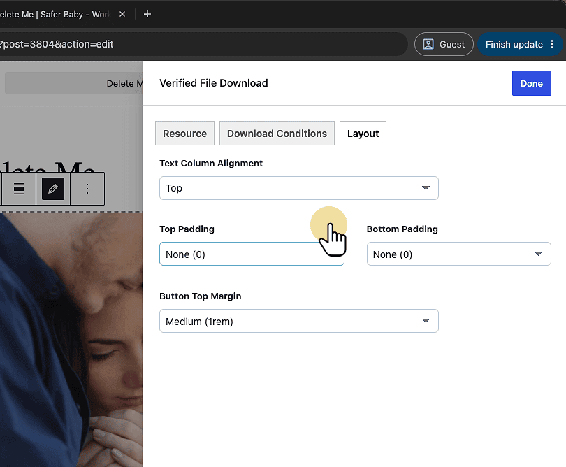 Select your spacing/alignment options