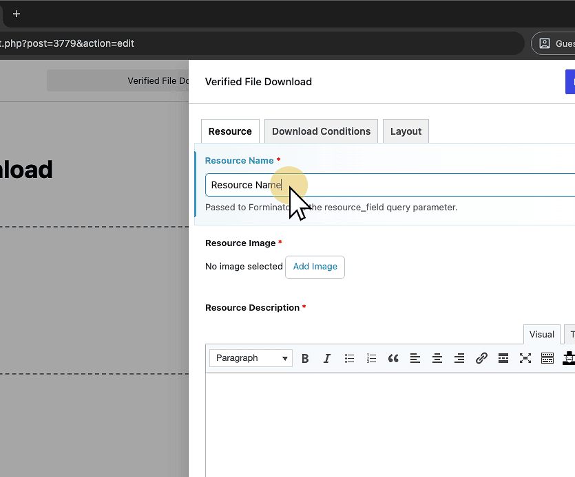 Type "Resource Name"