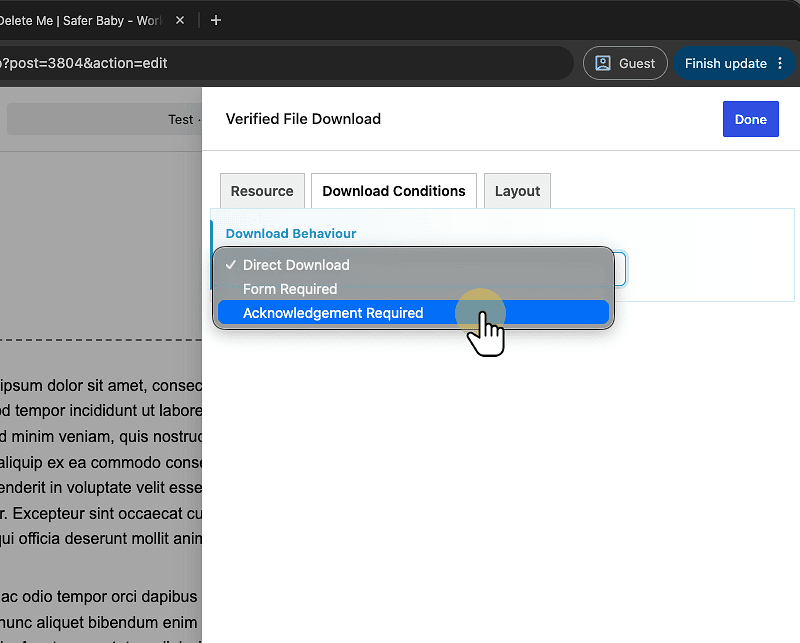 Select "Acknowledgement Required"