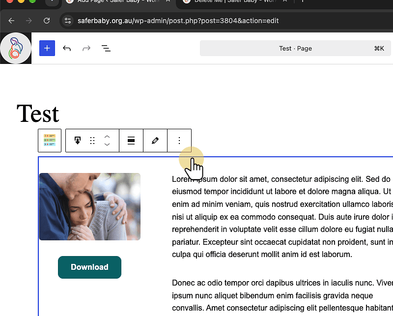 Click the component